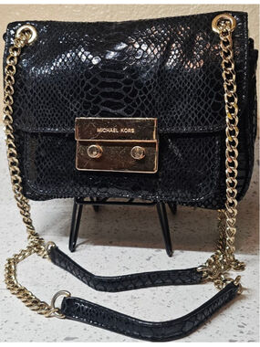 Michael Kors Sloan Black Snakeskin Embossed Leather Crossbody